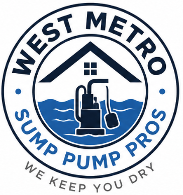 West Metro Sump Pump Pros badge with sump pump and water icon